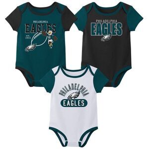 NFL Philadelphia Eagles Boys' White 3pk Bodysuit